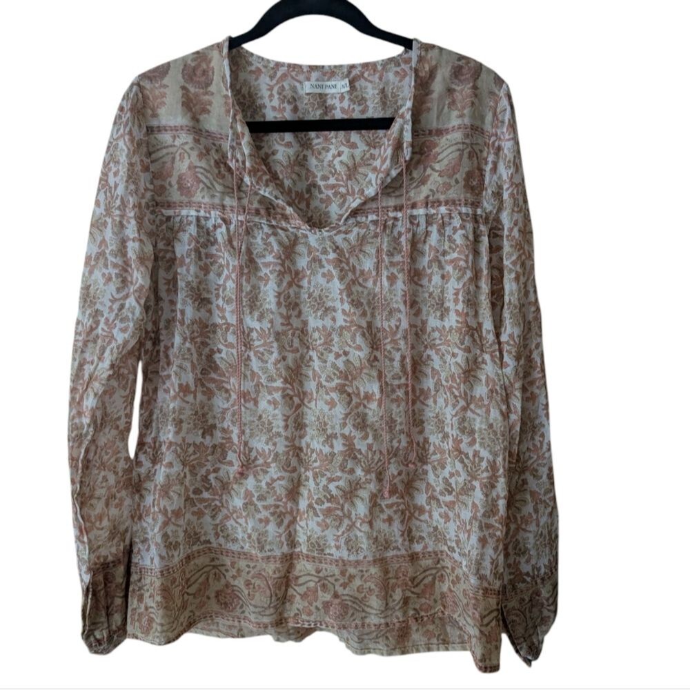 Nani Pani Magnolia Cotton Viole Size Medium/Large Boho Peasant Top - Picture 2 of 9
